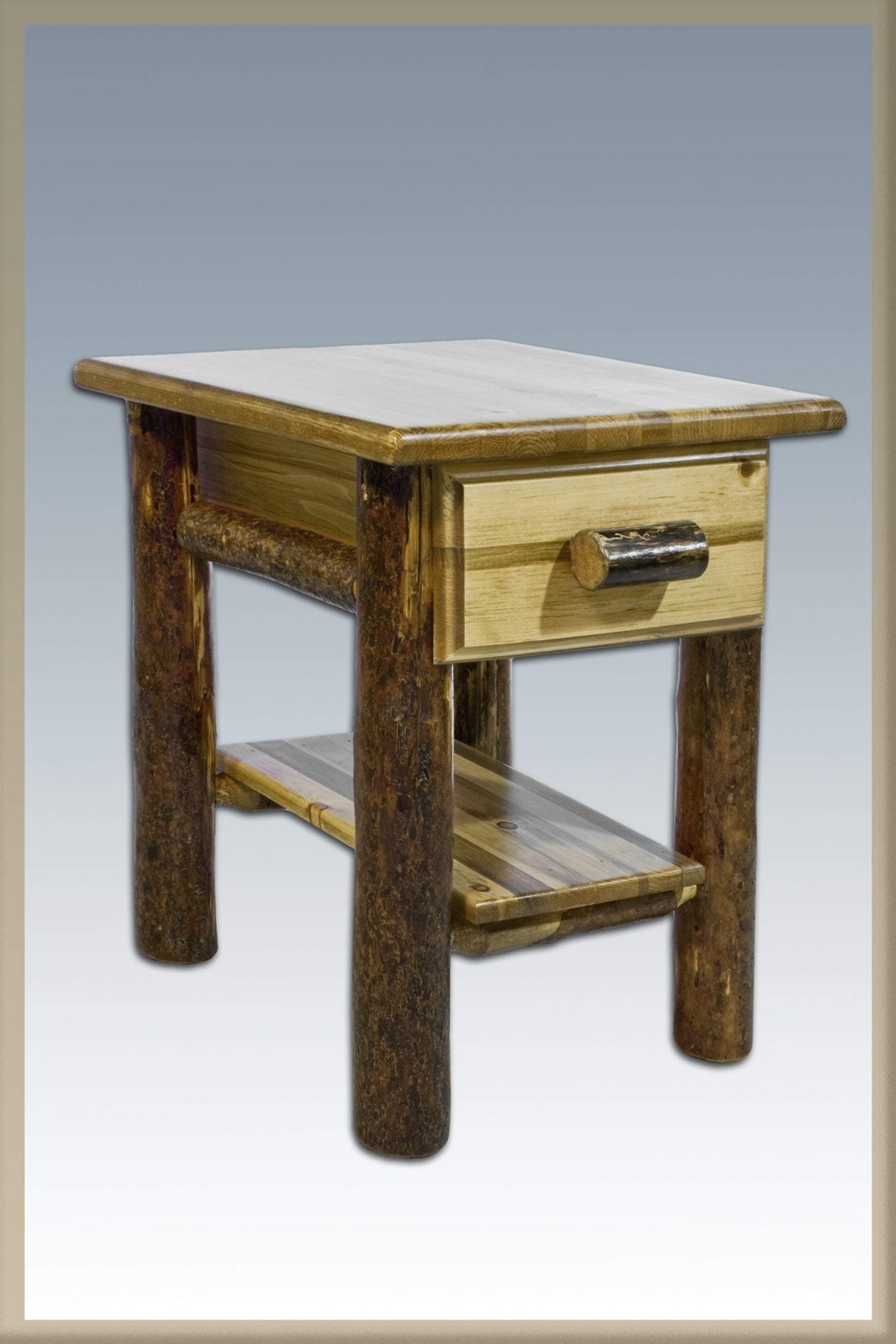 Montana Woodworks Log Nightstand with Drawer - Glacier Country Collection Montana Woodworks