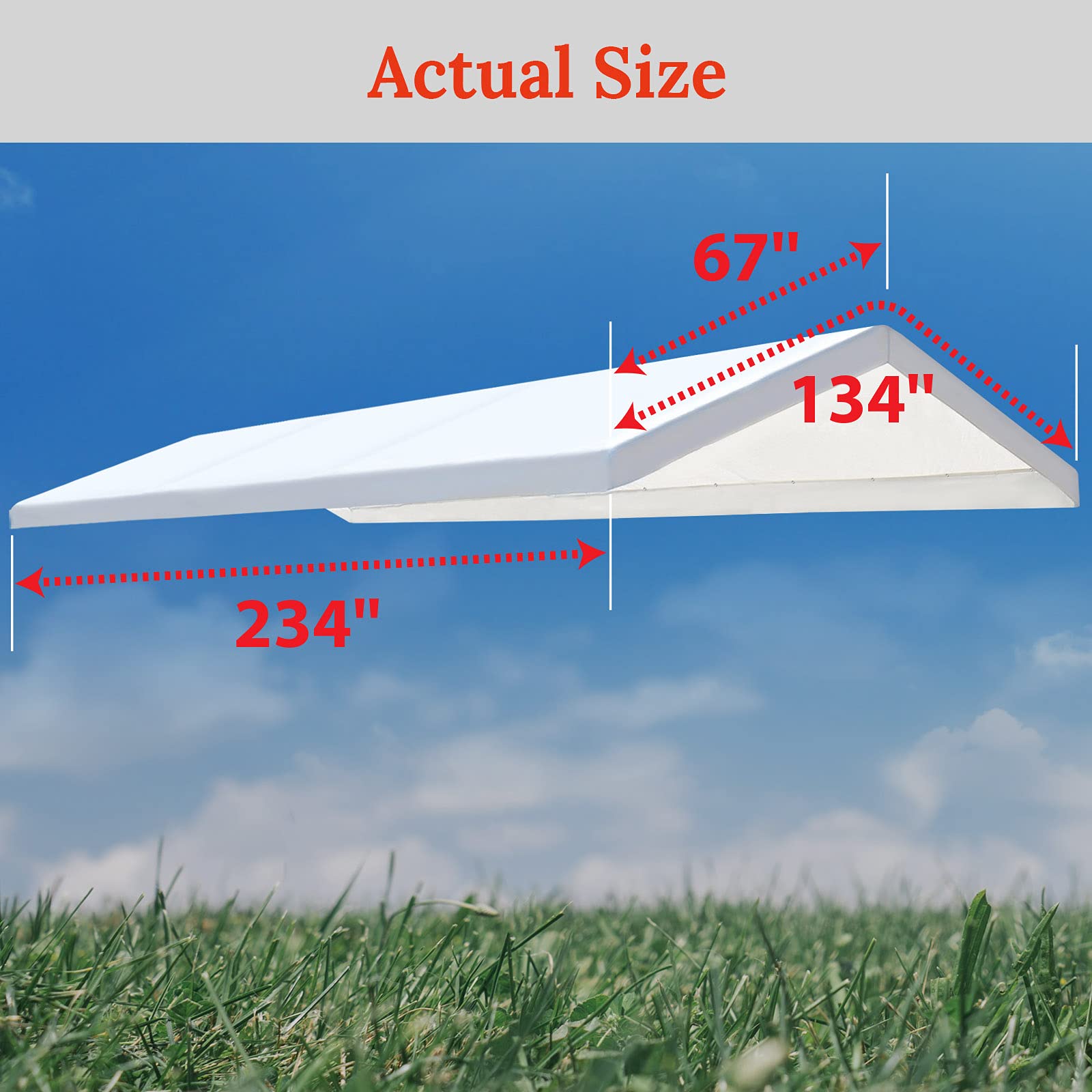 BenefitUSA 10x20' Waterproof Upgraded Carport Replacement Canopy Only - Thumbnail 2