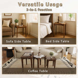 Kmax Nesting Tables Set of 3, Small Sofa Side Table Rustic Stacking End Table Rectangle Solid Wood Coffee Tables for Small Space - Walnut Kmax