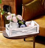 Venalys Wooden Toilet Tank Basket, Rustic Bathroom Decor Box, Farmhouse Toilet Paper Organizer Holder, Decorative Bathroom Storage Basket, Barn Door (Whitewash) Venalys