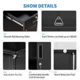 Wanfu Metal Storage Cabinet, 36" H Locking Storage Cabinet with Two Drawers and Adjustable Shelf, Metal Cabinets for Office, Garage, Home-Black Wanfu