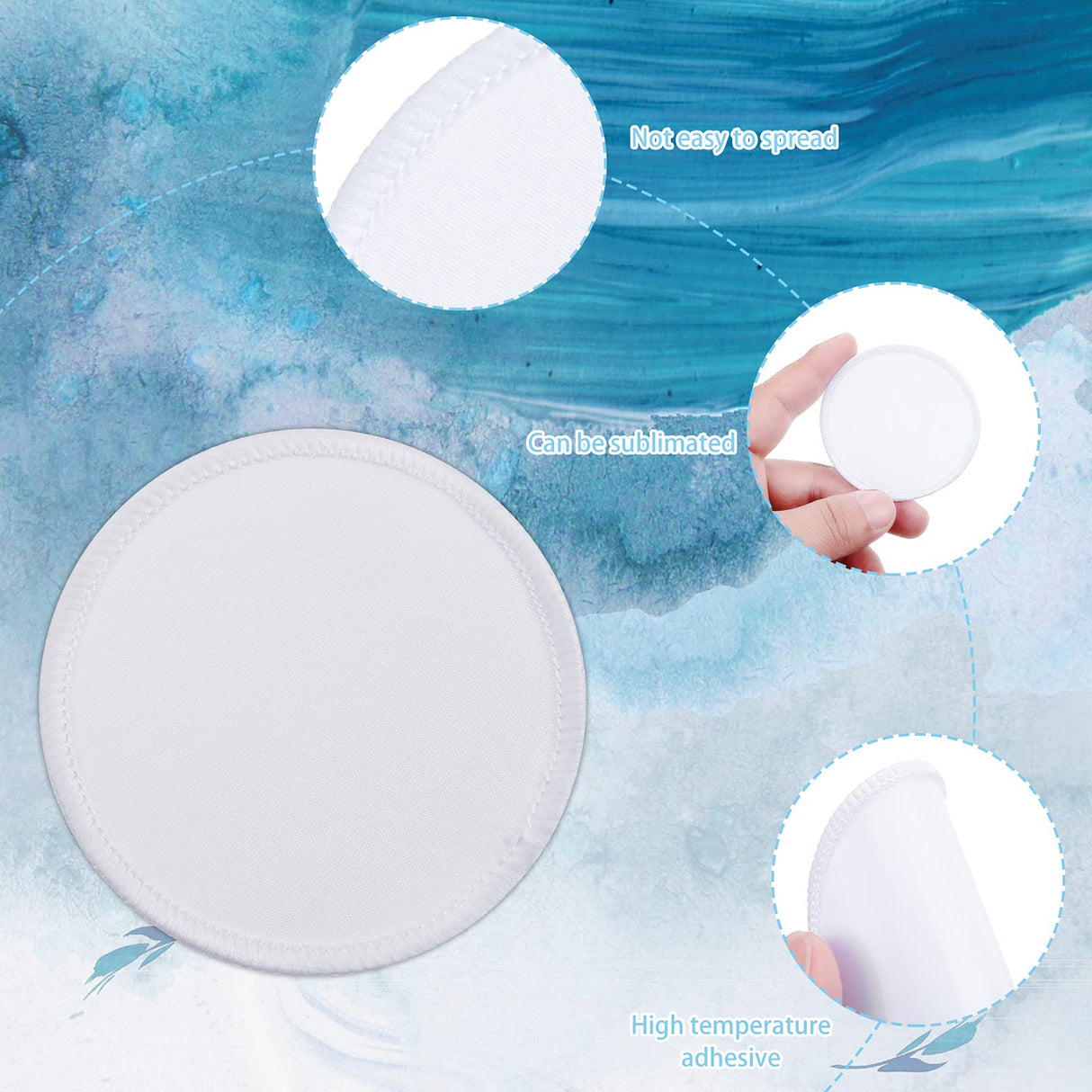 Waydress 16 Pieces Sublimation Hat Patch Fabric Iron-on Circular Blanks Patch for Clothes Uniforms Backpacks Crafts or Other Objects(White Border) Waydress