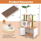 PETSITE Cat Tree with Litter Box Enclosure, Multi-Level Modern Cat Tree Tower with Sisal Scratching Posts, Cat Condo, Ladder, Dangling Balls, Interactive Sisal Rope, and Hidden Litter Box PETSITE