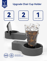 YEFU Adirondack Chair with Ottoman, Adjustable Backrest Adirondack Chairs, Folding Outdoor Fire Pit Chair with 2 Cup-Holders, Weather Resistant for Patio Lawn Outside Garden Pool, 380lbs(Grey) YEFU