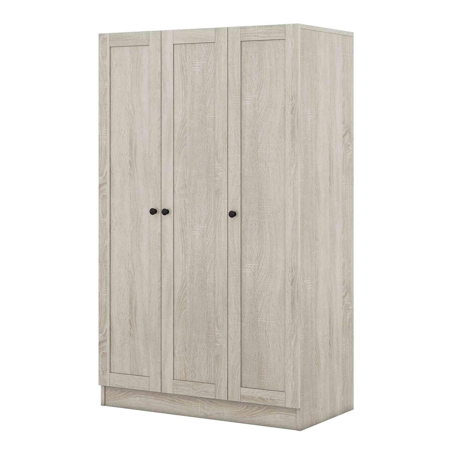 ATY 3-Door Wardrobe Closet with Shelves and Hanging Rod, Wooden Freestanding Armoire, Clothes Organizer Cabinet for Bedroom, Guestroom, Gray