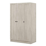 ATY 3-Door Wardrobe Closet with Shelves and Hanging Rod, Wooden Freestanding Armoire, Clothes Organizer Cabinet for Bedroom, Guestroom, Gray ATY