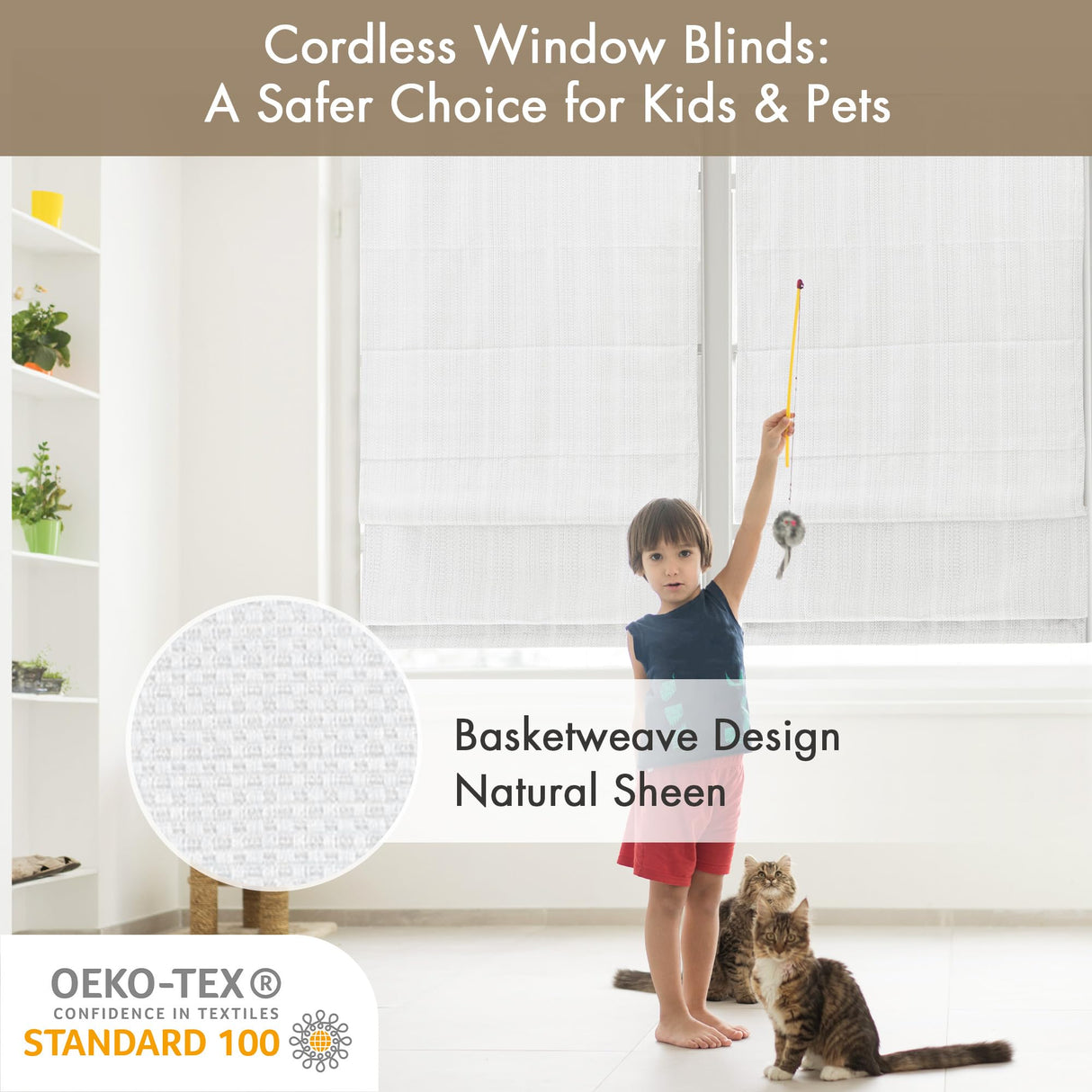 Madison Park Galen Cordless Roman Shades - Fabric Privacy Single Panel Darkening, Energy Efficient, Thermal Insulated Window Blind Treatment, for Bedroom, Living Room Decor, 33" x 64", White Madison Park