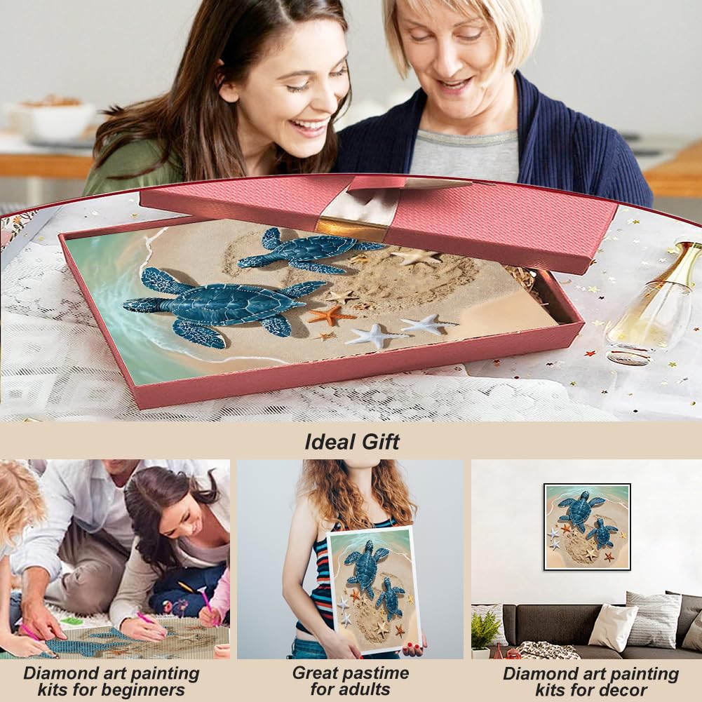hill froeistung 5D Turtles Diamond Art Painting Kits for Adults,Starfish Diamond Art for Beginners, DIY Full Drill Beaches Diamond Art Painting(12X12 inch) hill froeistung