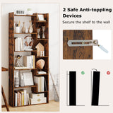 Tangkula 6-Tier Bookshelf, 64”H Tall Open Bookcase with Anti-Tip Kits, Home Office Free-Standing Wood Room Divider Display Shelf, Modern 11-Shelf Storage Rack for Study, Living Room (1, Rustic Brown) Tangkula
