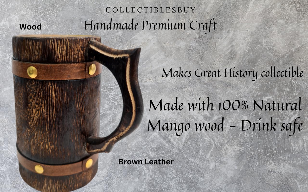 collectiblesBuy Antique Wooden Beer Mug Beverages Tankard Coffee Stein Groomsmen Idea Medieval Inspired Drinking Mug Kitchen Accessories Home Decor - WoodArtSupply