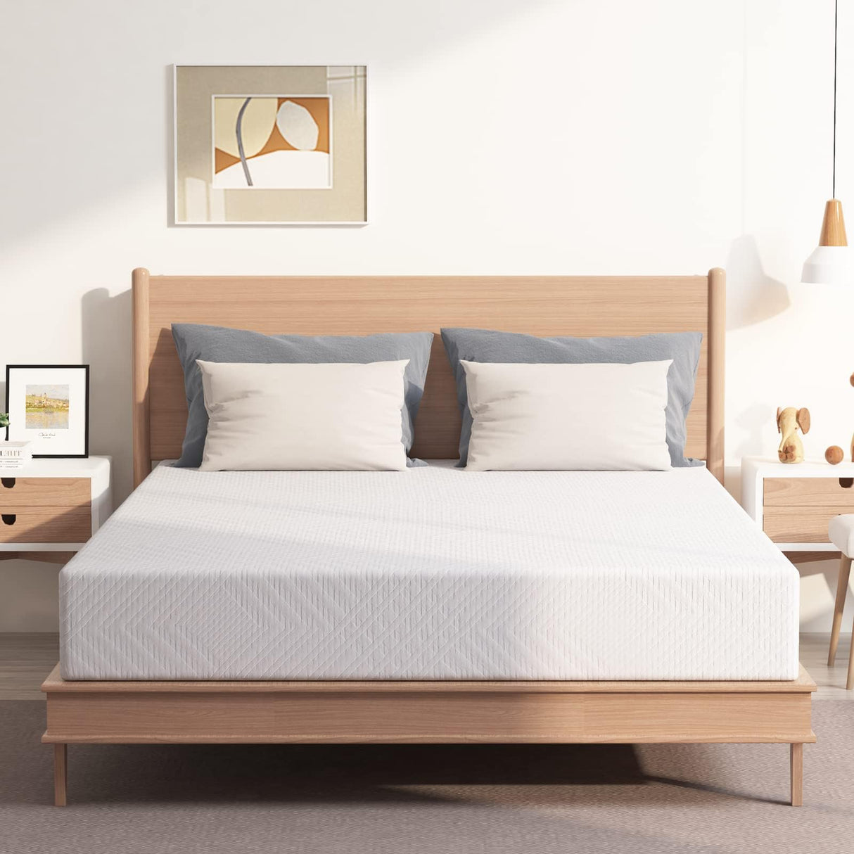 EGO White 8 Inch Full Memory Foam Mattress, Cooling Gel Green Tea Mattress Bed in a Box, CertiPUR-US Certified, Double Mattress, 54"x75", Medium Firm MLILY