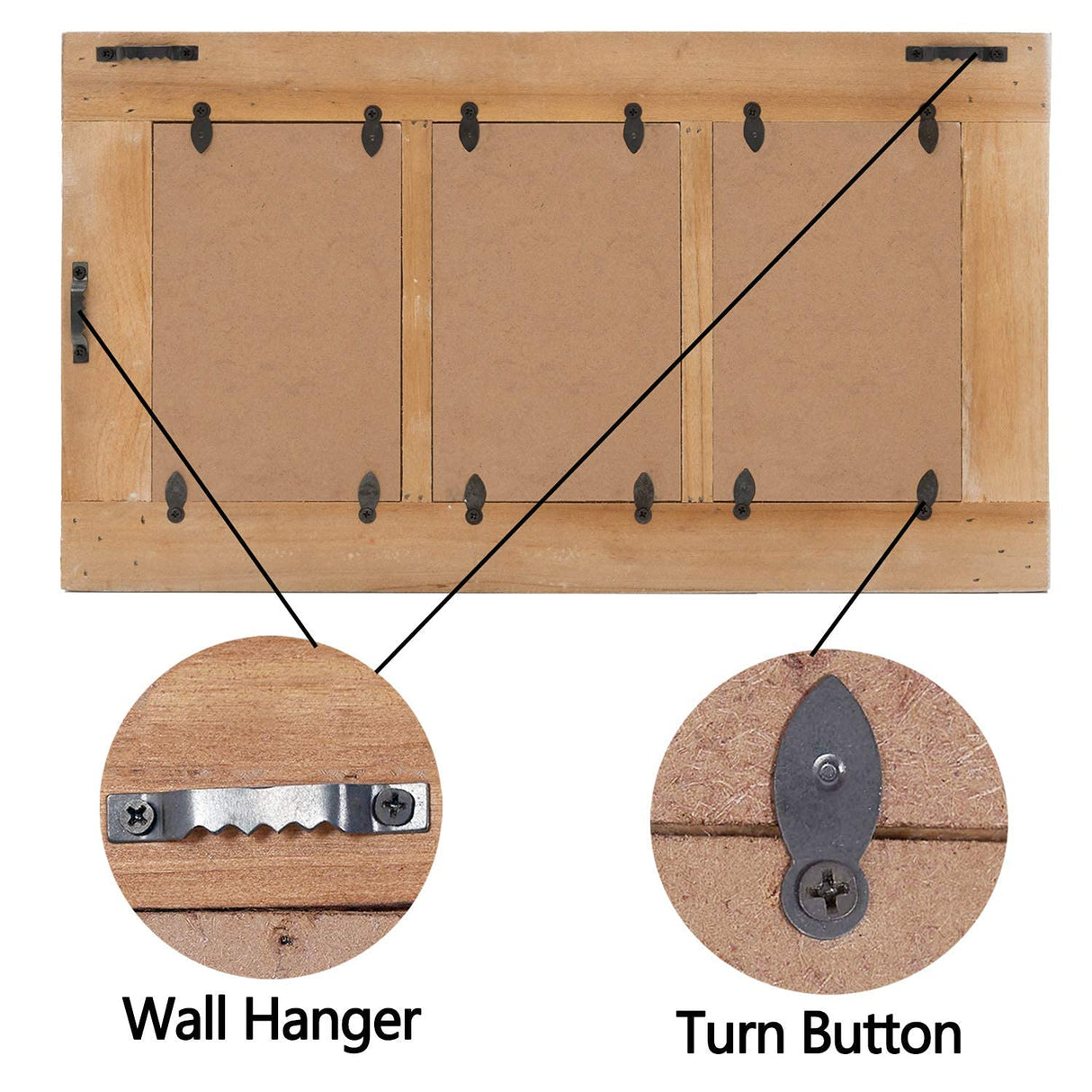 RiteSune 3 Picture Frames 4x6 for Wall, Photo Collage Frame Present for Birthday, Rustic Photo Frames for Home Wall Decor（White RiteSune