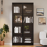 Jartoil Display Cabinet with Glass Doors & Lights, 4-Tier LED Storage Cabinet for Curio, Trophy Display, Lighted Bookcase for Home Office, Black Jartoil