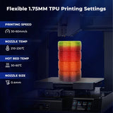 AMOLEN TPU High Speed Filament 1.75mm,Flexible TPU 3D Printer Filament,Dimensional Accuracy +/- 0.03 mm,Transparent Rainbow Red Green Purple Orange 1kg/2.5lbs Fit Most FDM Printer, 3DTPURGPO AMOLEN