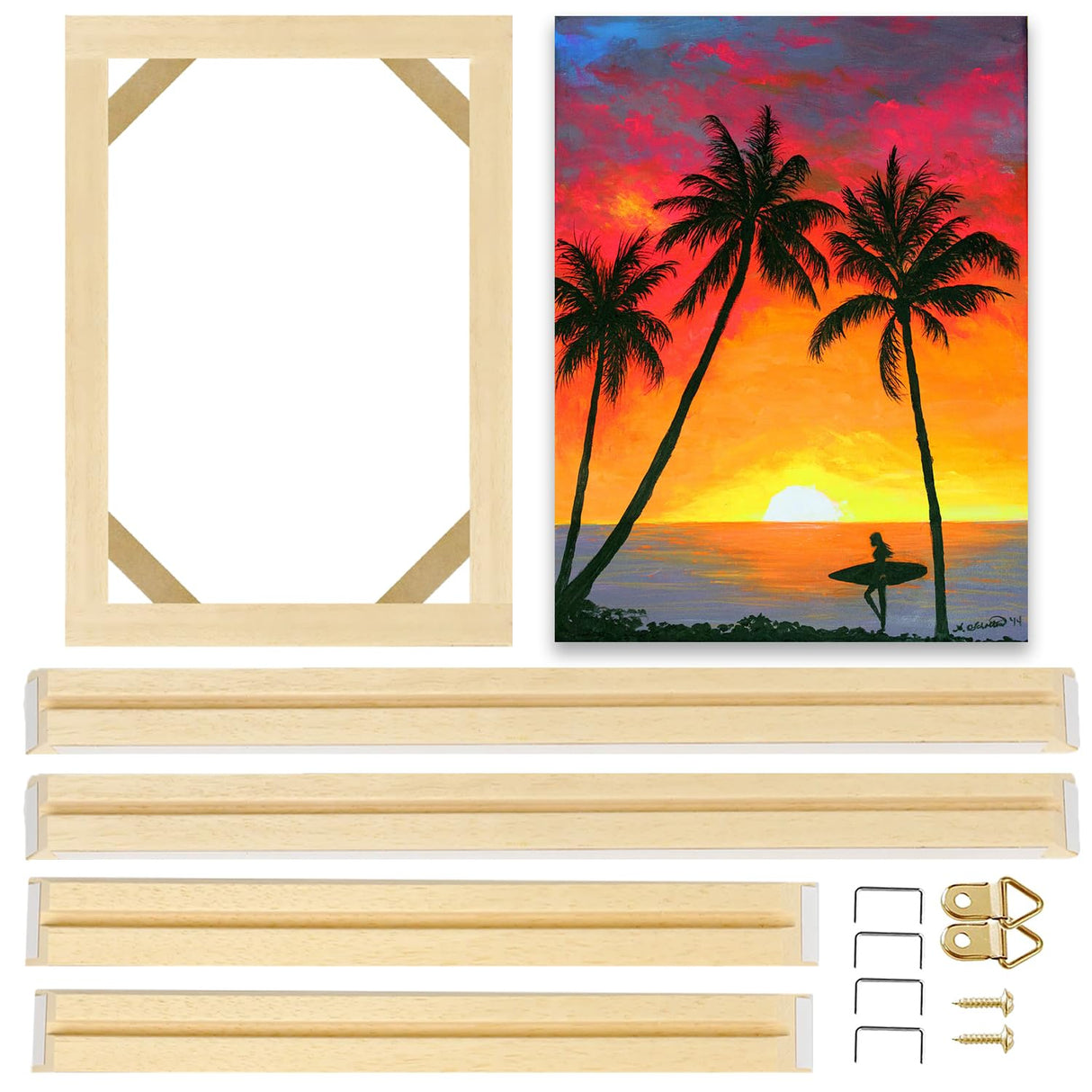 DIY Wood Canvas Frame Kit Stretch Canvas Frame Solid Wood Stretcher Bars Customized Art Frames Easy to Assemble Canvas Stretching System Gallery Wrap Oil Paintings Wall Canvas Prints WoodArtSupply