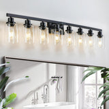 DIKAIDA 8 Light Bathroom Vanity Lights Over Mirror, 52inch Black Vanity Lights Fixtures Matte Black Modern Vanity Lights Black Bathroom Wall Lighting for Mirror Bedroom,Living Room DIKAIDA