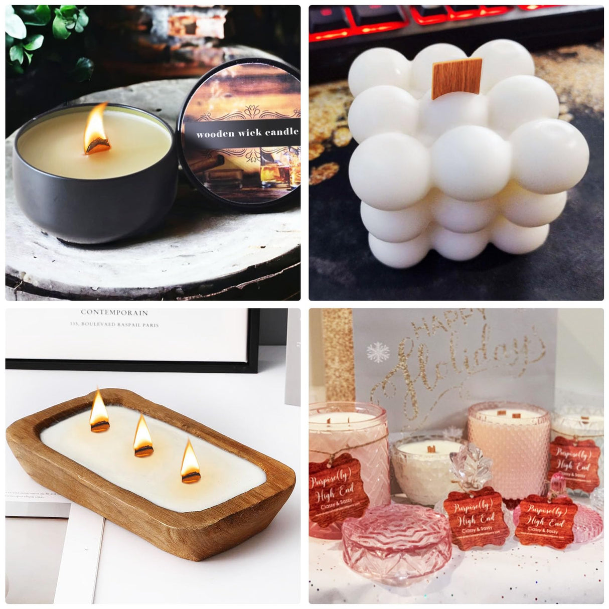 CollectHall 100 Pcs Thickened Wood Wicks, Wood Wicks for Candles Making with Wick Trimmer, Candle Wicks 5.1×0.5×0.04 Inches for DIY Candle-Making, Long Lasting Flame, Easy to Burn (50 Sets) CollectHall