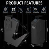 Urban Deco Biometric Handgun Gun Safe for Nightstand, Desk, Bed Side - Pistol Safe, Hand Gun Safe for Car, Biometric Gun Safe for Handgun with Fingerprint, PIN Code, Key Access Urban Deco