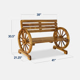 Best Choice Products 2-Person Wooden Wagon Wheel Bench for Backyard, Patio, Porch, Garden, Outdoor Lounge Furniture w/Rustic Country Design, Slatted Seat and Backrest - Natural Best Choice Products