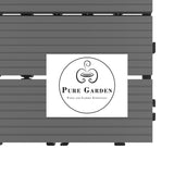 Interlocking Deck Tiles - 6-Pack Wood Plastic Composite Patio Tiles - Outdoor Flooring for Balcony, Porch, and Garage by Pure Garden (Dark Gray) Pure Garden