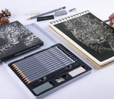HNIHUY Professional Sketch Pencils Set, 17 Pcs, Graphite Pencils (8B-4H), Erasers and Sharpener, Art Drawing Pencil for Artists Beginner Sketching WoodArtSupply