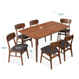Best Choice Products 7-Piece Wooden Dining Room Table Set, Mid-Century Modern, Kitchen Table w/ 6 Chairs, Upholstered Cushions, Curved Backrests, Rounded Table Corners - Walnut/Charcoal Best Choice Products