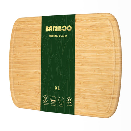 Baoee Extra Large Cutting Board for Kitchen-Made of Organic Bamboo Cutting Board,17.5" x 12.4" Wood Cutting Boards with Deep Juice Grooves,Charcuterie Boards,Butcher Block Cutting Board Baoee