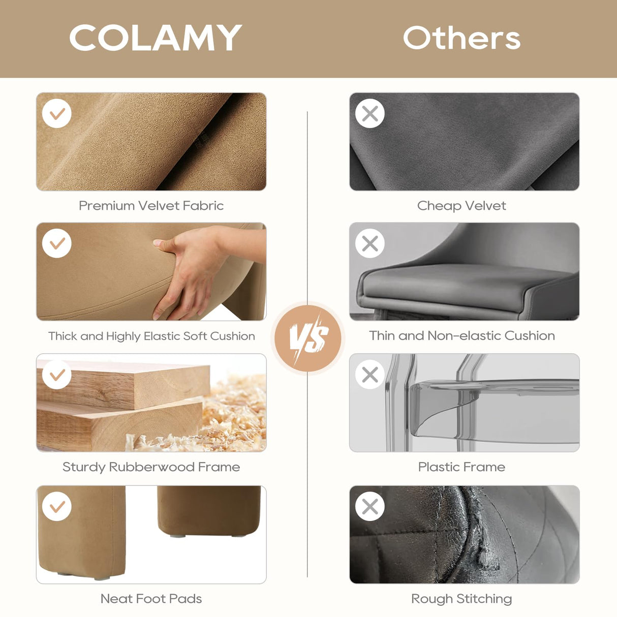 COLAMY Modern Velvet Accent Chairs Set of 2, Upholstered Barrel Chairs, Comfy Side Arm Chairs with 3 Legs for Living Room, Bedroom, Reading, Khaki COLAMY