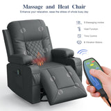 FURNIMAT Recliner Chairs for Adults, Massage Rocker with Heated Modern Ergonomic Lounge 360 Degree Swivel Single Sofa Seat Living Room Lounge Recliners Gray FURNIMAT