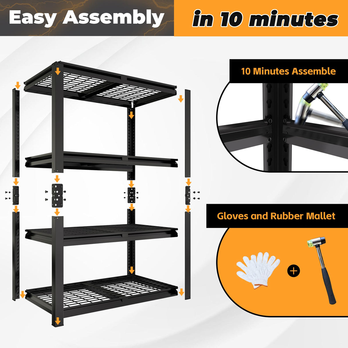 skillmaid 4 Tier Garage Shelving Heavy Duty Wire Storage Shelves Adjustable Industrial Metal Shelving Unit Utility Shelf for Garage, Warehouse, Basement,Pantry,Commercial, 40" W x 20" D x 59" H 4Pack skillmaid
