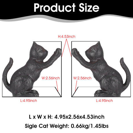 Cat Decorative Bookends, Cute Book Ends to Hold Books, Bookends for Shelves, Unique Cast Iron Book Stopper for Heavy Books, Cat Office Decor, 1 Pair/2 PCS JOUTYFOR