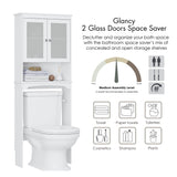 Spirich Over The Toilet Storage Cabinet, Above Toilet Storage Shelf with Glass Doors, Behind Toilet Bathroom Organizer, White Spirich
