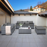 Lviden 6 Pieces Wicker Patio Furniture Sets Outdoor Conversation Set PE Rattan Sectional Sofa Couch with Storage Table and Grey Cushions Lviden