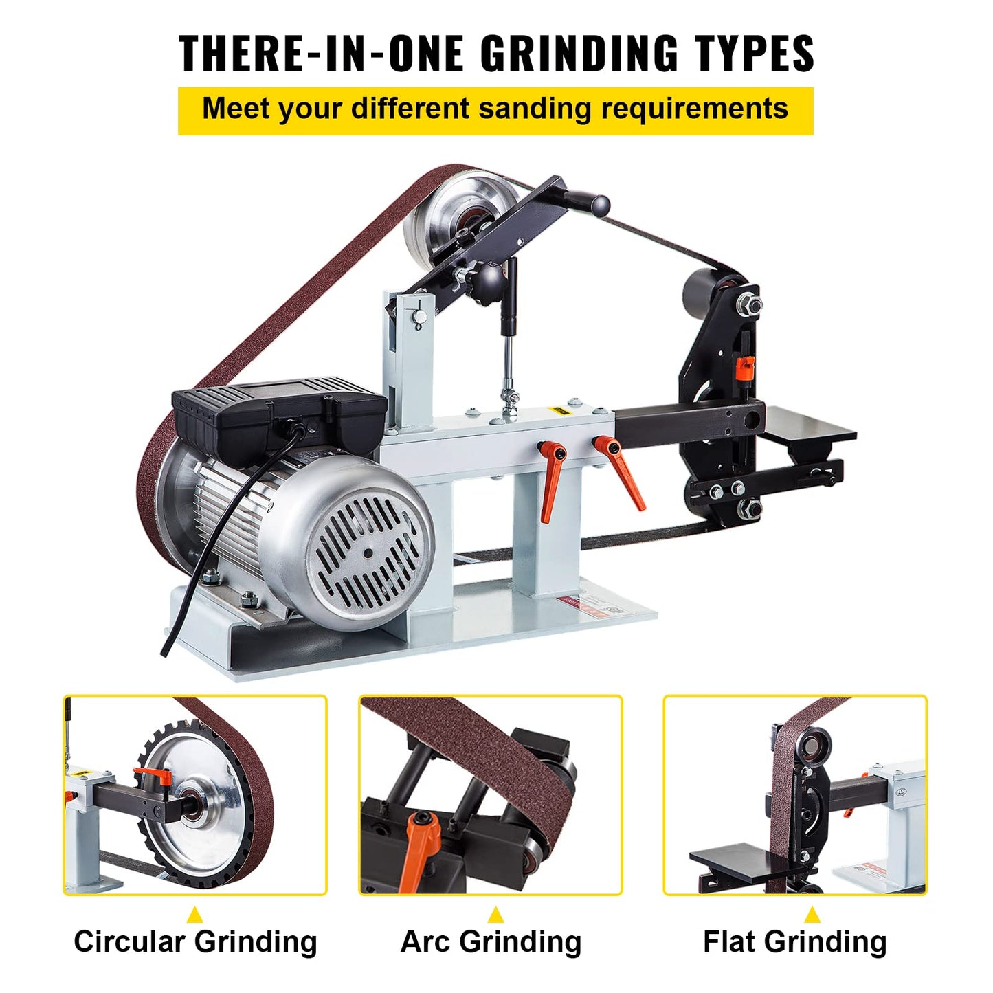 VEVOR 2" x 82" Belt Grinder, 2HP 1500W, 3 in 1 Constant Speed Belt Disc Sander with 3 Grinding Wheel, 110V Bench Sander with 12-inch Wheel and Flat Platen Tool Rest for Knife Making - WoodArtSupply