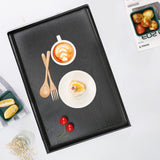 17.7 x 13 Inches Extra Large Solid Wood Serving Tray Tea Coffee Table Tray Snack Food Meals Serving Plate Kitchen Party Bar Server Breakfast Tray with Raised Edges Black Ottoman Tray Rectangle XKXKKE