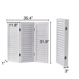 SOFE Wood Short Room Divider 3 Panel, 2.6 Ft Tall Shutters Folding Divider for Room Separation, White Room Partitions and Dividers Freestanding, Foldable Wall for Home Bedroom Office SOFE
