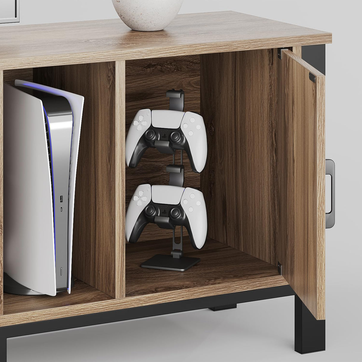 Bestier TV Stand for 75/80/85 inch TV, LED Gaming Entertainment Center, Modern TV Cabinet with Glass Shelves for Living Room, Media Console with 2 Storage Drawers & Cabinets for Bedroom, Pinewood Bestier