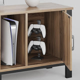 Bestier TV Stand for 75/80/85 inch TV, LED Gaming Entertainment Center, Modern TV Cabinet with Glass Shelves for Living Room, Media Console with 2 Storage Drawers & Cabinets for Bedroom, Pinewood Bestier