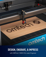 OMTech 100W CO2 Laser Engraver, 24x40 Inch Laser Engraving Machine with Autofocus Autolift 2 Way Pass Air Assist Water Pump, Industrial Laser Cutter Cutting Etching Machine for Wood Glass Acrylic More OMTech