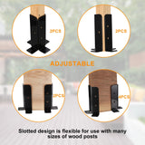 Deck Post Anchor, 4 Pcs Adjustable Post Base Brackets, Heavy Duty Wood Fence Pergola Post Brackets, Reversible Half Column Post Anchor Base Brackets Fit 1.5x1.5,2x2,2x4,4x4 Post, Deck Mailbox(Model B) Xingwenhao
