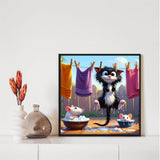 DIY Funny Black Cat Diamond Art Kits for Adults, Cute Cats Diamond Painting Kits for Beginners, Animals Diamond Dot, Small Dimond Art Paintings Kit, Full Drill Gem Painting, Home Wall Decor 14x14inch Rekxtmo