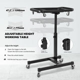 DNA MOTORING 2 in 1 Working Table - Adjustable Height 30.5'' to 47.2'', Rolling Part Tray with 4 Rollers, Portable Work Bench with 2 Brake Wheels, DNA MOTORING
