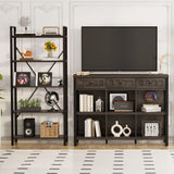 FATORRI Rustic 6 Cube Storage Organizer Bookshelf with 3 Drawers, Short Low Horizontal Bookshelf for Living Room, Industrial Wood and Metal Cubby Bookcase for Home Office (Walnut Brown, 47 Inch) FATORRI