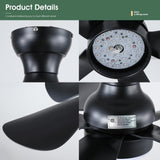 Kviflon Ceiling Fans with Lights and Remote/APP Control, 30 inch Low Profile Ceiling Fans with 5 Reversible Blades 3 Colors Dimmable 6 Speeds Ceiling Fan for Bedroom Kids Room Dining Room, Black Kviflon