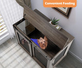 LINLUX 47 Inch XL Dog Crate Furniture, Wooden Heavy Duty Dog Kennel Indoor, Decorative Dog Cage Table for Extra Large Dogs, with Sliding Doors, Wheels and Flip-top Plate LINLUX