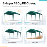 ADVANCE OUTDOOR 10x20 ft Carports Heavy Duty Car Canopy Garage Party Tent Boat Shelter, Adjustable Height from 9.5 ft to 11 ft, Green ADVANCE OUTDOOR