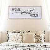 Home Sweet Home Sign Wall Decor 32”X12” Master Family Room Above Bed Beautiful Living Room Above Couch Sign Large Rustic Farmhouse Wood Framed Entryway Hanging Wall Art Decoration (White) Surfapans