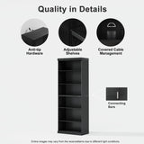 Casaphoria 82" H Wooden Bookcase, Heavy Duty Bookshelves, 6-Tier Wide Bookshelf with Large Storage Space for Home Office, 82" H x 31" W x 16" D, 130Lb, Black Casaphoria