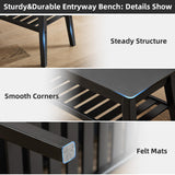 Nnewvante Bamboo Entryway Bench, 33.46" End of Bed Bench, 2 Tier Black Bench for Bedroom, Indoor Bench for Living Room, Dining Room, Hallway, Holds up to 300lbs Nnewvante