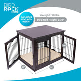 INTERNET'S BEST Decorative Dog Kennel with Pet Bed, Small Pet House, Double Door Indoor Crate, Engineered Wood & Wire Furniture, Side Table & Nightstand, Fits Small Dogs - Espresso Internet's Best